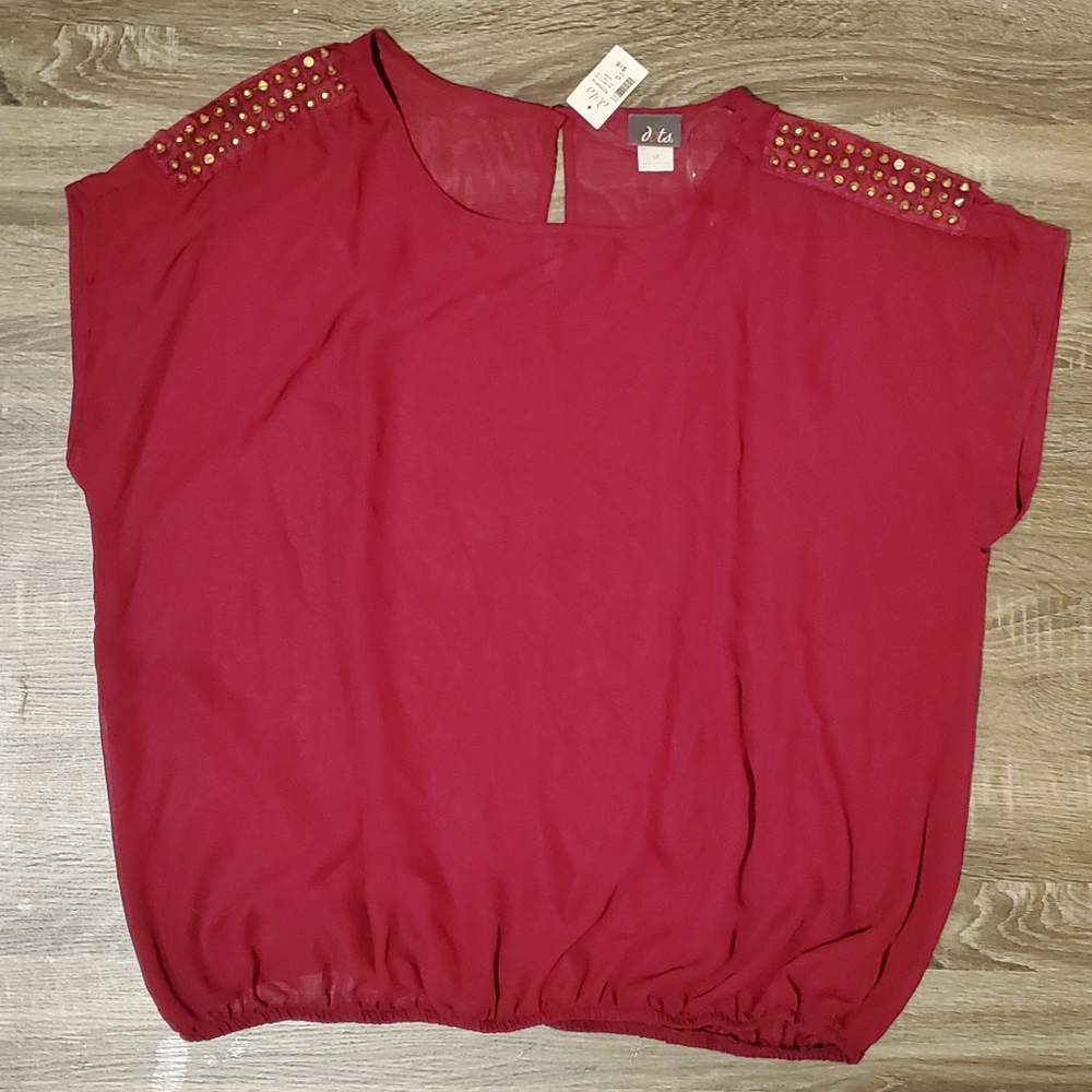 Sheer Studded Shoulder Top